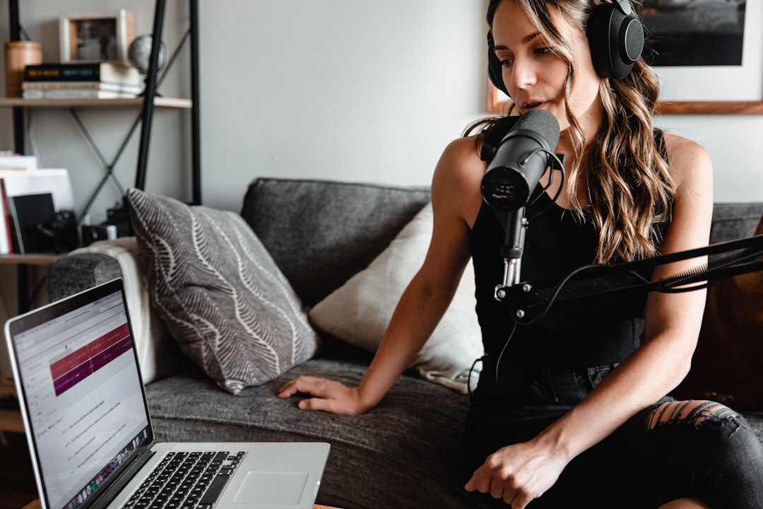 woman editing audio