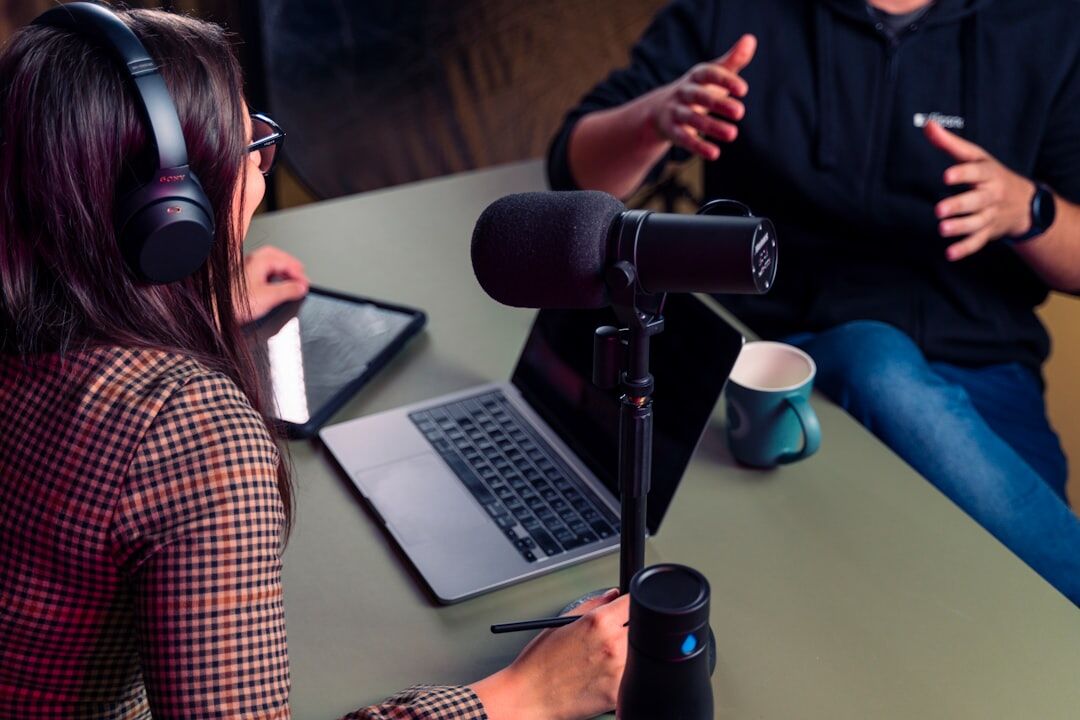 group of people discussing podcast ideas