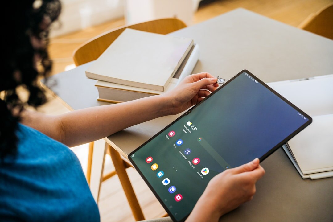 person reading blog on tablet