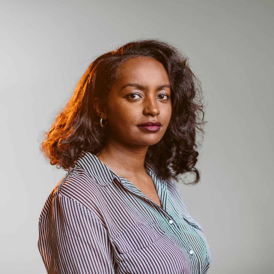 Studio portrait of a woman, show researcher
